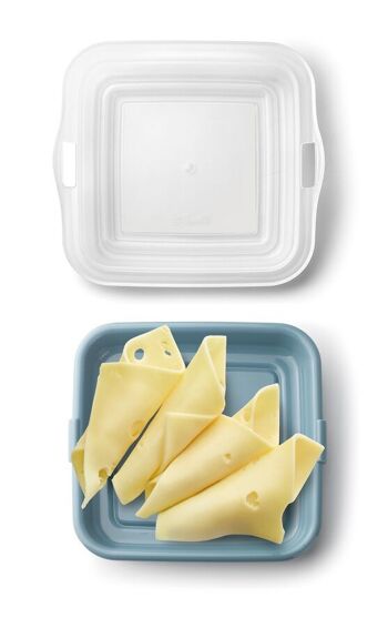 IBILI - Porte-sandwich - cône à saucisses - fromage, 14,5 x 14,5 x 3,6 cm, Plastique sans BPA, Réutilisable, Bleu 3