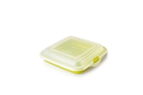 IBILI - Porta Sandwhich - taper embutidos - queso, 14,5 x 14,5 x 3,6 cm, Plástico Libre de BPA, Reutilizable, Verde