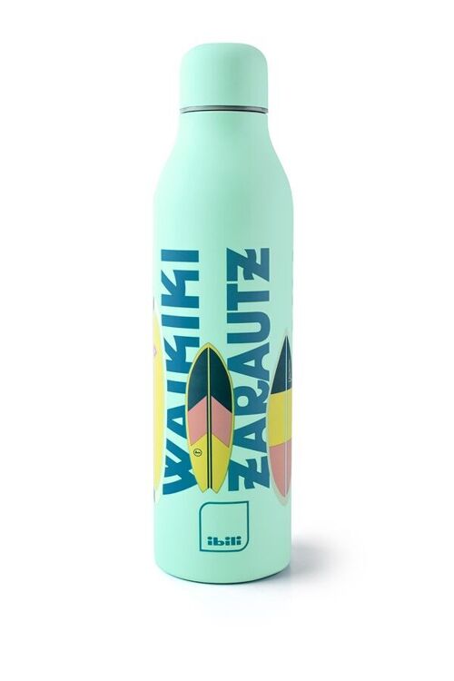 IBILI - Botella termo doble pared Surf Keel 500 ml, Acero Inoxidable 18/10, Doble pared, Reutilizable