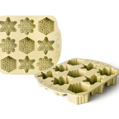 IBILI - Stampo per fiocchi di neve a 9 cavità - Alluminio pressofuso - 27,5x24,5x4,2 cm - Antiaderente