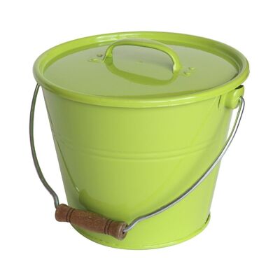 Secchio con coperchio - 5 L - Acciaio zincato - Verde