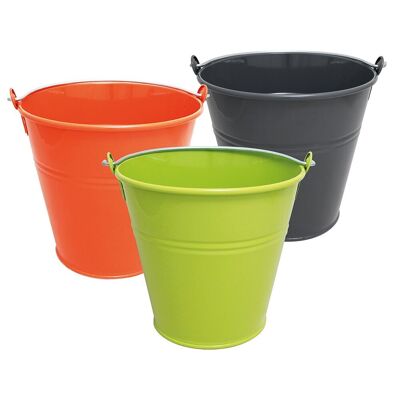 Seau ⌀ 20 cm / 3,5L - Acier Galvanisé - Panaché: Gris Anthracite, Corail, Vert | GUILLOUARD