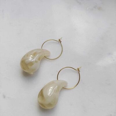 Boucles d'oreilles en acier inoxydable et pendentif en résine colorée - Eloise blanches