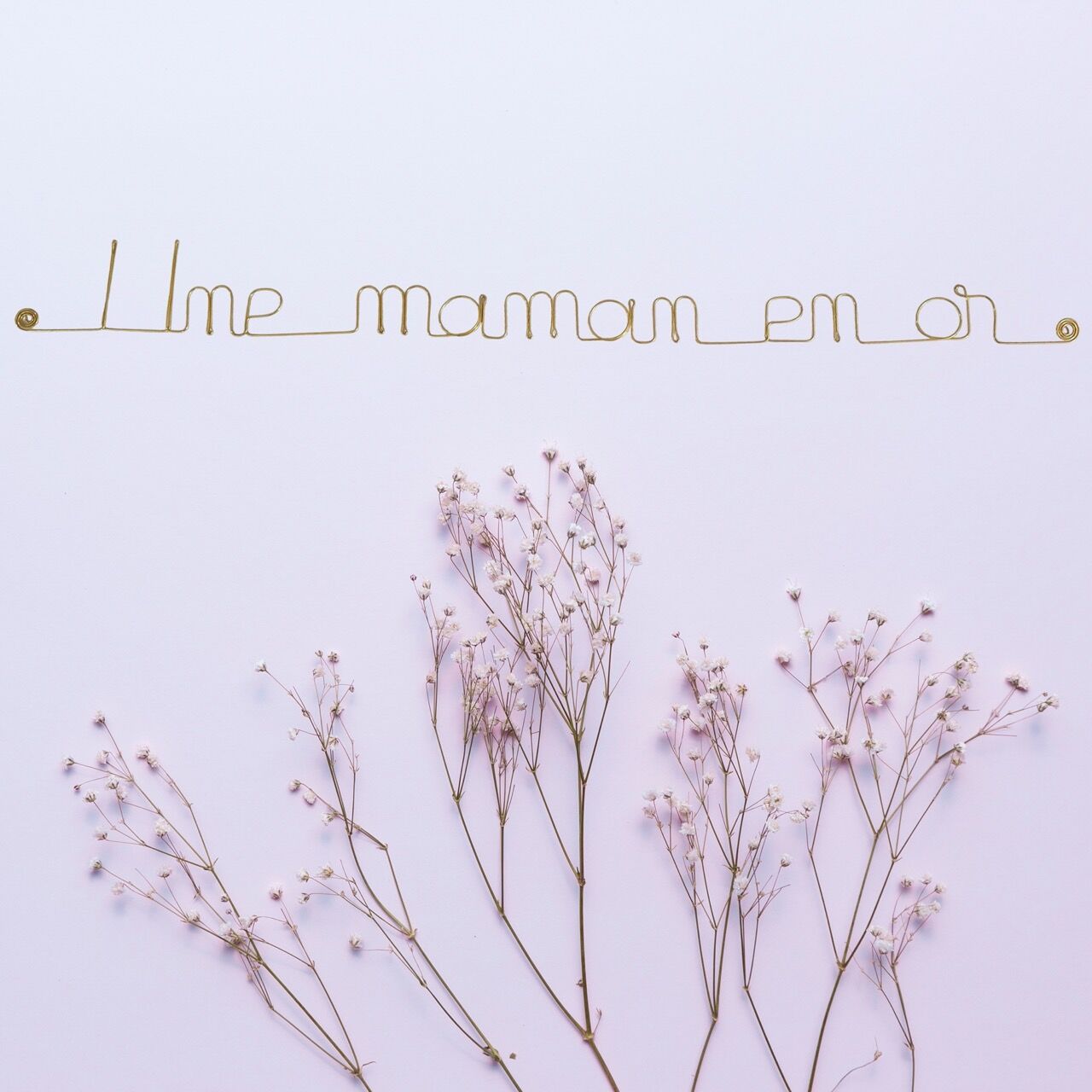 Décoration Murale en fil de Laiton Doré "Une maman en or" - Fête des mères