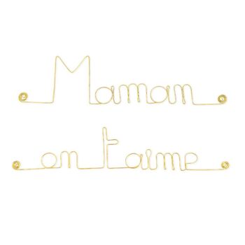 Cadeau Fête des mères "Maman on t'aime" - Décoration Murale en fil de Laiton Doré 1