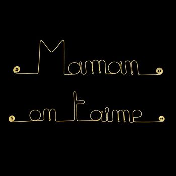 Cadeau Fête des mères "Maman on t'aime" - Décoration Murale en fil de Laiton Doré 2