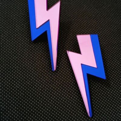 Blaue und rosa Spiegel-Blitz-Ohrringe