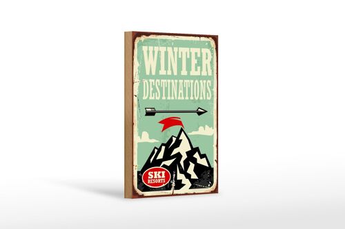 Holzschild Retro 12x18cm Ski winter destinations Dekoration