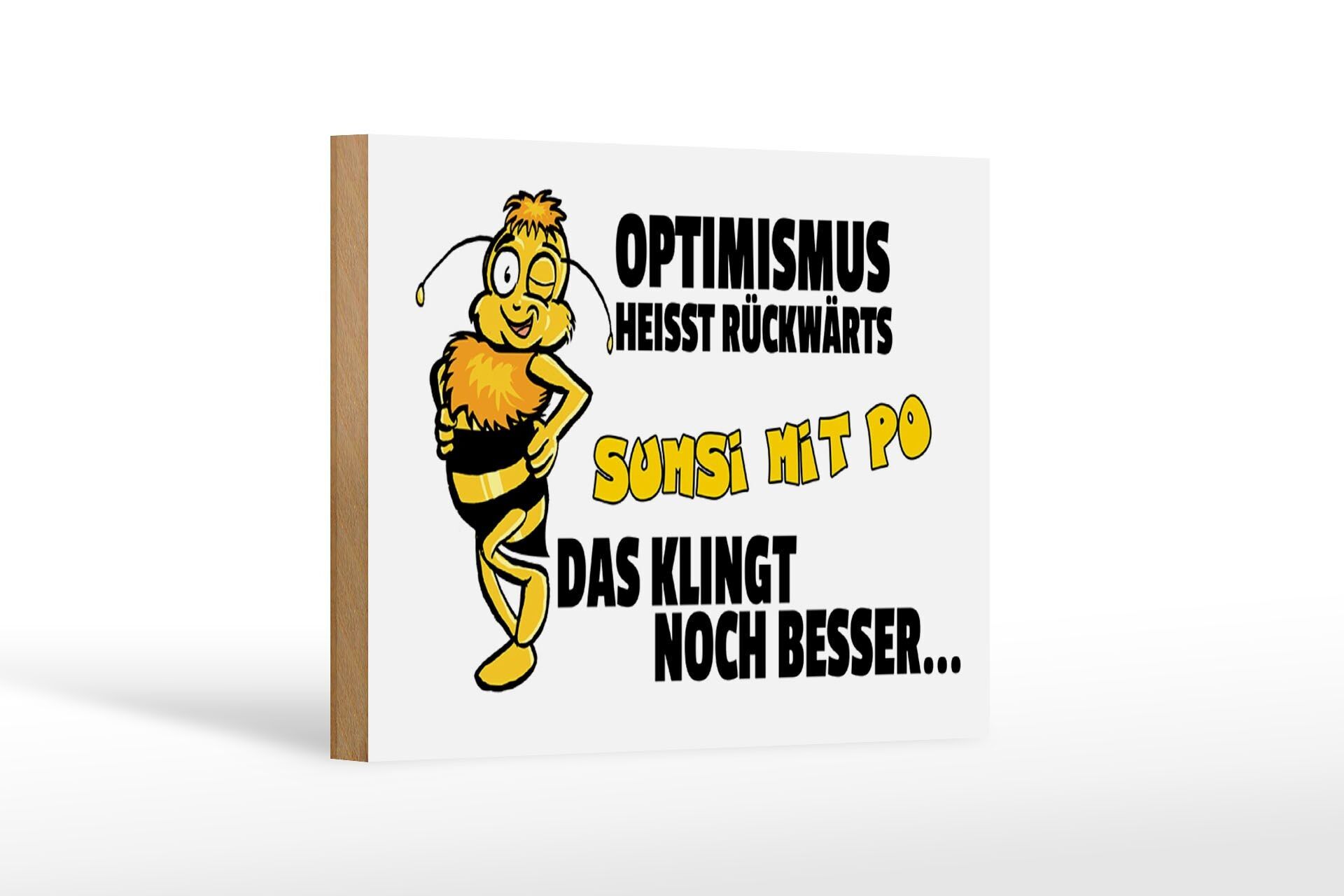 Cartello in legno con scritta "ottimismo all'indietro" 18x12 cm, decorazione Sumsi Po