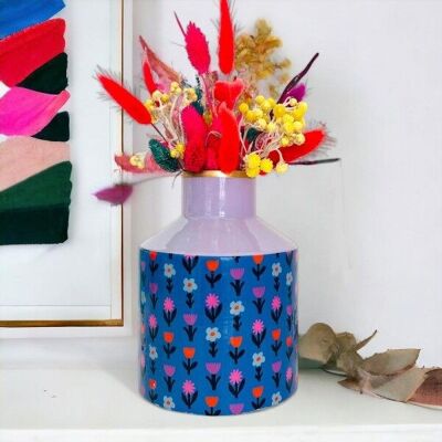 Vase L flowerline bleu