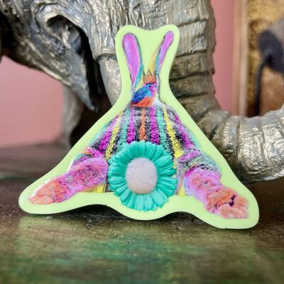 Recycled acrylic pin Buuny doesn't care