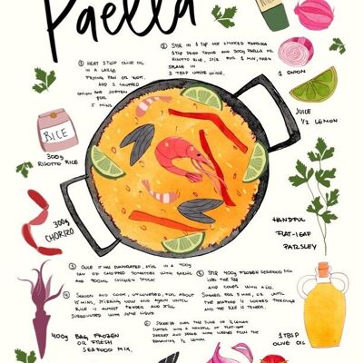 Stampa artistica di ricetta paella