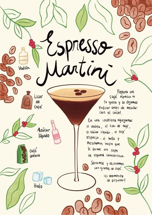 Espresso Martini Receta Art Print