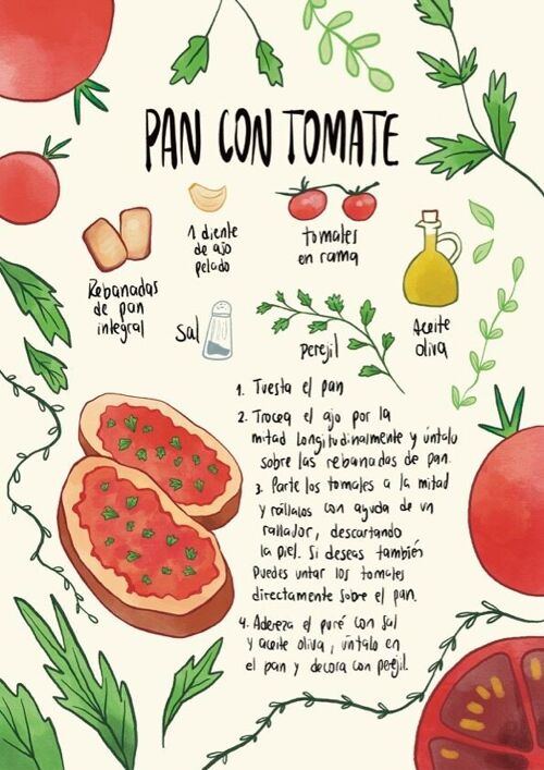 Pan Con Tomate Receta Art Print