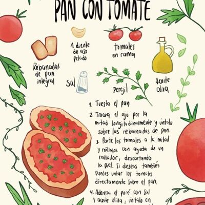 Pan Con Tomate Receta Art Print