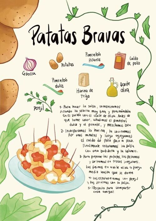 Patatas Bravas Receta Art Print