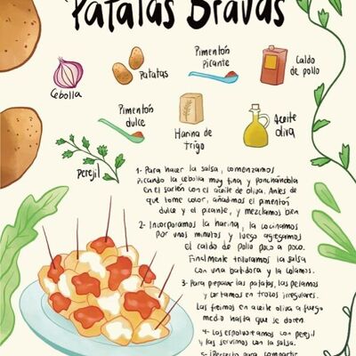 Patatas Bravas Receta Art Print