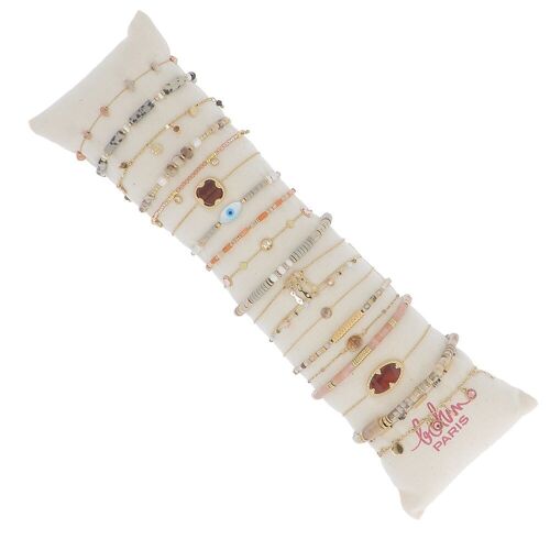 Kit de 20 bracelets en acier inoxydable - doré nude - coussin offert