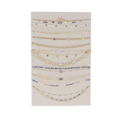 Set mit 28 (14+14) Halsketten aus Edelstahl – Blaugold – Kostenlose Ausstellung