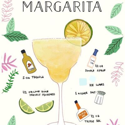 Margarita Recipe Art Print