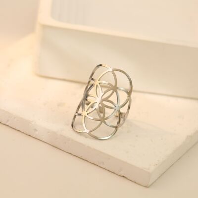 Pink silver ring