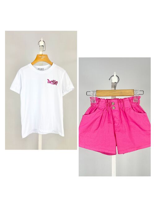 Ensemble t-shirt et short en coton pour fille