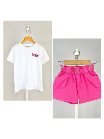 Ensemble t-shirt et short en coton pour fille 1