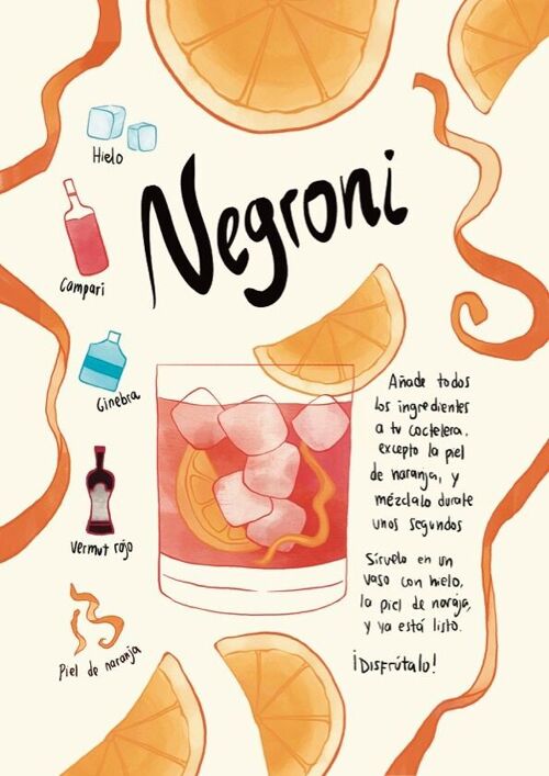 Negroni Receta Art Print