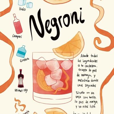 Stampa artistica di ricetta Negroni