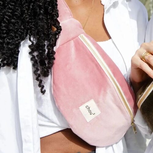 Sac Banane en velours rose poudré