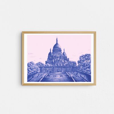 Poster A3 - La Basilica del Sacro Cuore di Montmartre, Parigi