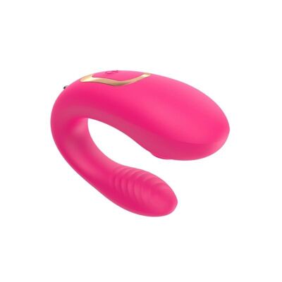 Vibrador de pareja rosa, USB con 2 motores para estimulación del Punto G y del clítoris con mando a distancia