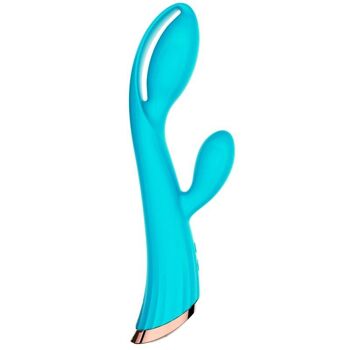 Vibromasseur bleu avec stimulateur de clitoris LRIS USB 1