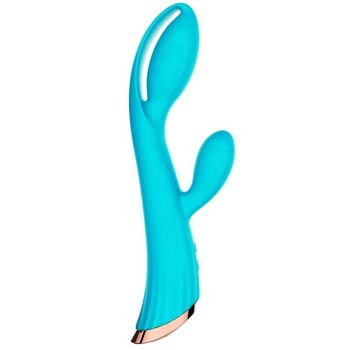 Vibromasseur bleu avec stimulateur de clitoris LRIS USB 3