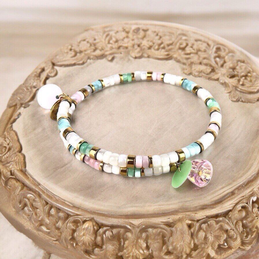 Bracciale DONNA in madreperla, cristalli ed ematite