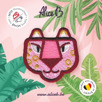 PINK LEOPARD • Iron-on brooch/patch