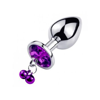 Plug bijou aluminium violet avec clochettes Taille S 1