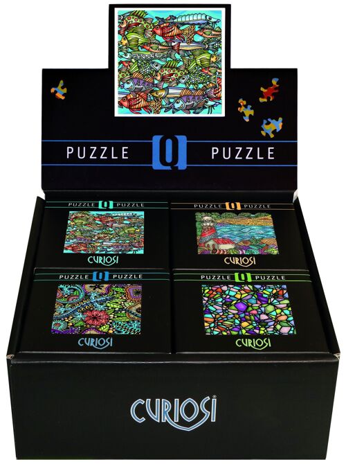 Curiosi Display-Box Q8 "Colour Mix", gefülltes Display mit 16 Puzzles aus der Q-Colour-Mix-Serie