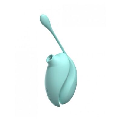Stimolatore clitorideo 2in1 con ventose e con il suo ovulo vibrante remoto turchese