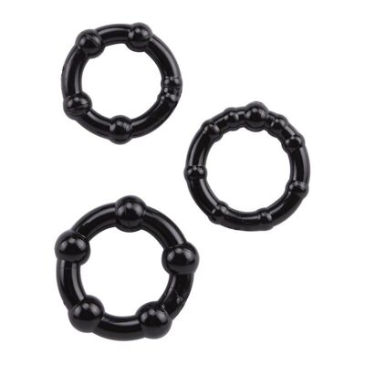 Pack 3 anillos para el pene negros con bolas