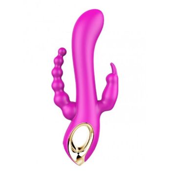 Vibromasseur Rabbit  rose  avec chapelet vibrant 1