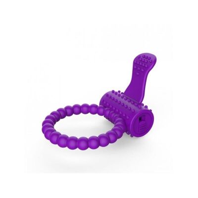 Anillo vibrador de silicona morado con lengüeta picot