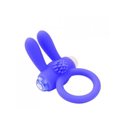 Anillo vibrador de silicona azul con orejas de conejo