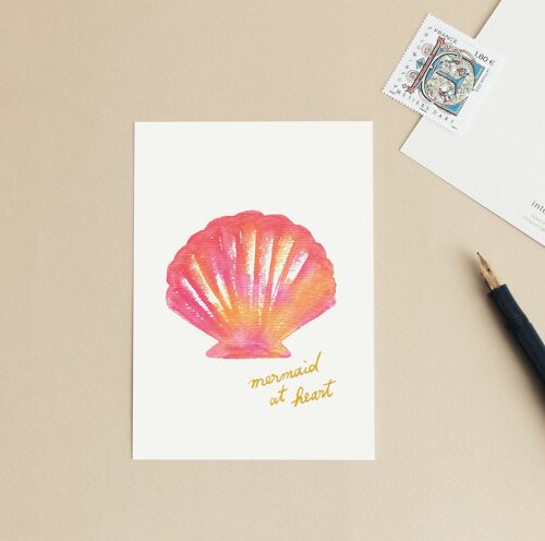 Carte postale "Mermaid at heart" - Rose