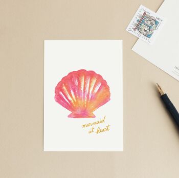 Carte postale "Mermaid at heart" - Rose 1