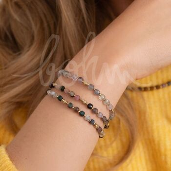 Bracelet Clémence - pierres naturelles cubiques & perles en acier 1