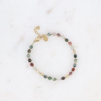 Bracelet Clémence - pierres naturelles cubiques & perles en acier 3