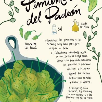 Stampa artistica della ricetta dei peperoni Padron