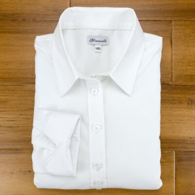 Camisa Grenouille de algodón elástico blanco de manga larga para mujer