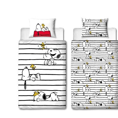 HOUSSE DE COUETTE 100% COTON - 140*200 + TO 63*63 CM SNOOPY-84